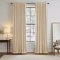 PONY DANCE Beige Blackout Curtains 96 inch Long, Room Darkening Curtains by PONYDANCE