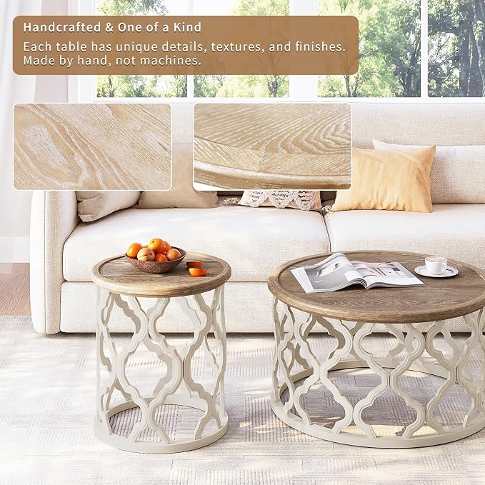 karlott Farmhouse End Table, 18.5'' French Country Round Side Table, Distressed - Image 6