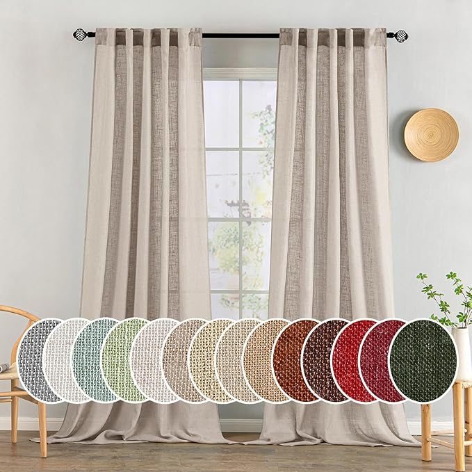 MIULEE Natural Linen Curtains 90 Inch Long 2 Panels by MIULEE