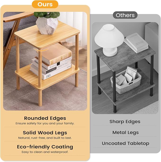 Apicizon 2 Tier End Table Set of 2, Small Side Table - Image 4