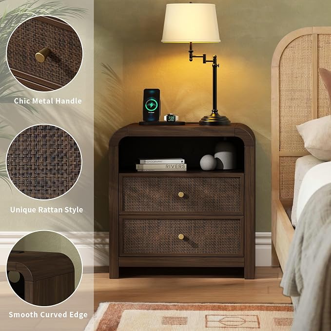 Oak&Sparrow Rattan Nightstand, 23.6'' Rattan End Table - Image 7