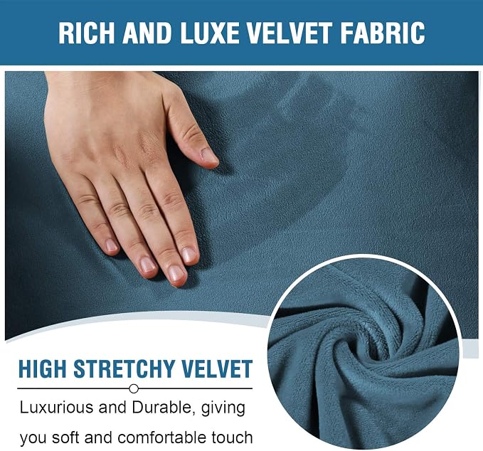 H.VERSAILTEX Velvet Stretch Recliner Couch Covers 6-Pieces Recliner Loveseat - Image 3