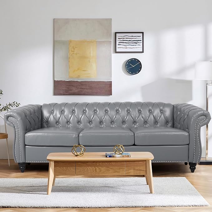 QHITTY 3 Piece Living Room Set, Sectional Chesterfield Sofa Chair Contemporary - Image 7