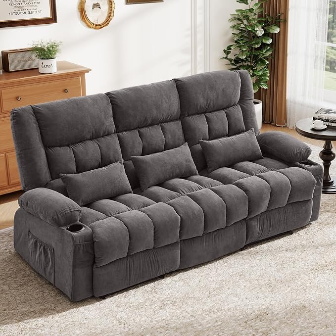 BOSMILLER Reclining Sofa with Cup Holders by Bosmiller