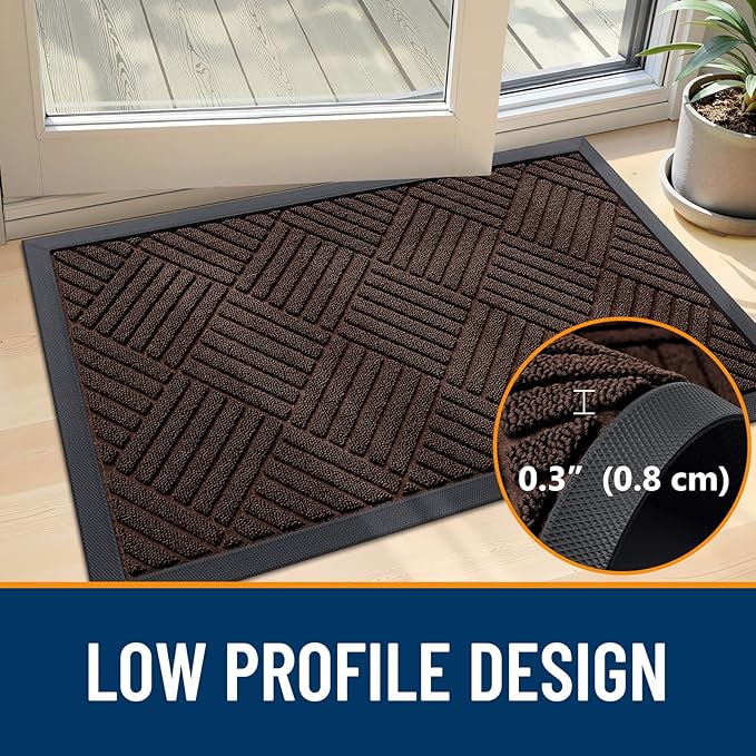 OLANLY Front Door Mat Outside Entrance 35x23, Heavy Duty Sturdy Natural Rubber - Image 4