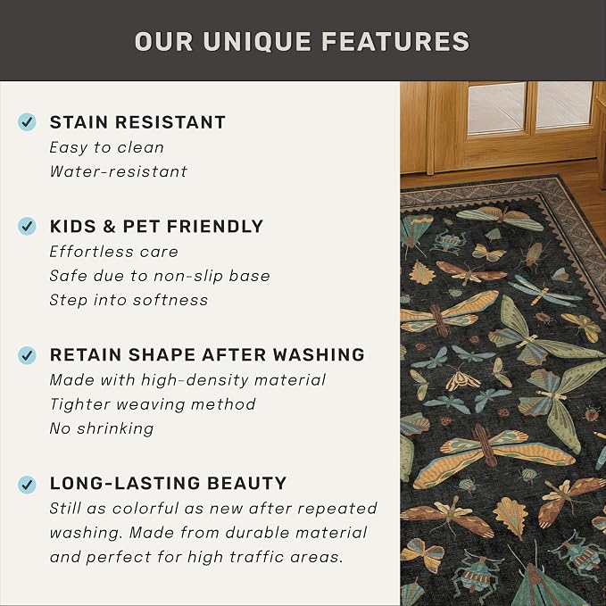 2x6 Black Entryway Runner Rugs Washable Non Slip Runners - Image 7