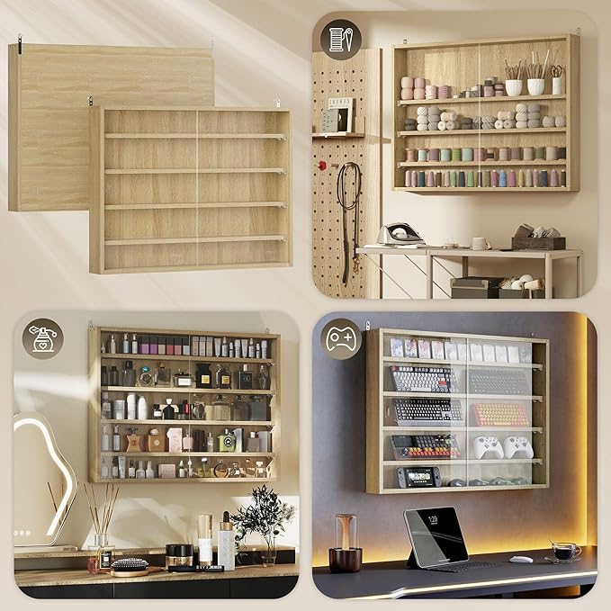 HOMCOM 5-Tier Display Cabinet, Glass Door Cabinet - Image 7