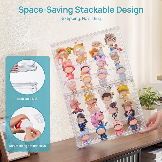 Vtopmart 2 Pack Acrylic Display Case, Stackable Figure Display Case - Image 5
