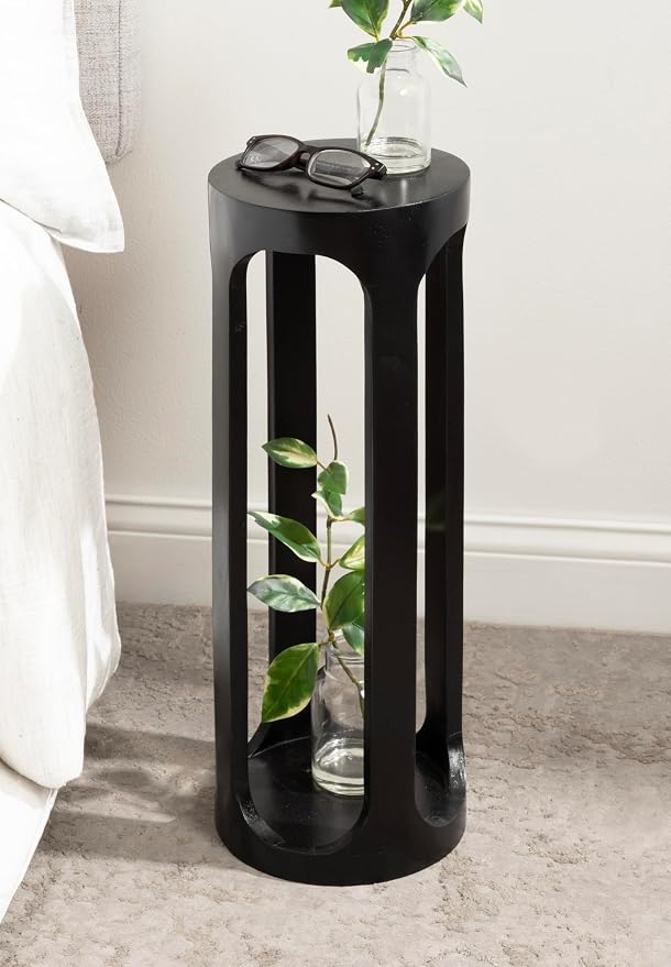 Kate and Laurel Dahl Modern Wooden Round Drink Table; 8 x 23; Black; - Image 6