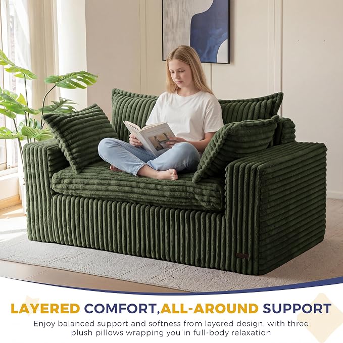 MAXYOYO 59" Bean Bag Sofa Couch, Loveseat Boneless Couch in a Box, Upholstered - Image 6
