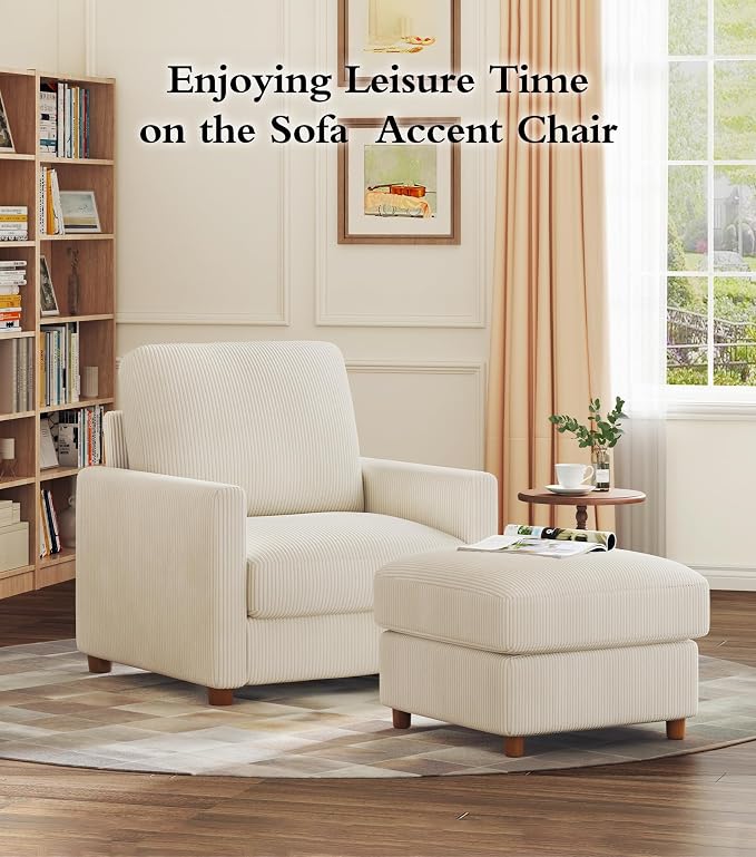 Kidirect 35.5in Oversized Accent Chair, Corduroy Reading Chair - Image 7