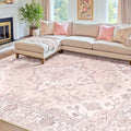 RELEANY Area Rugs 7'x10' Washable Non-Slip, Floral Vintage Distress Print by RELEANY