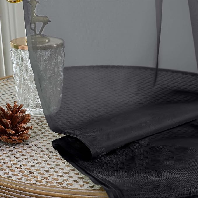 Gwine Sheer Black Curtains 96 Inches Long 2 Panels Set, Light Filtering Voile - Image 8
