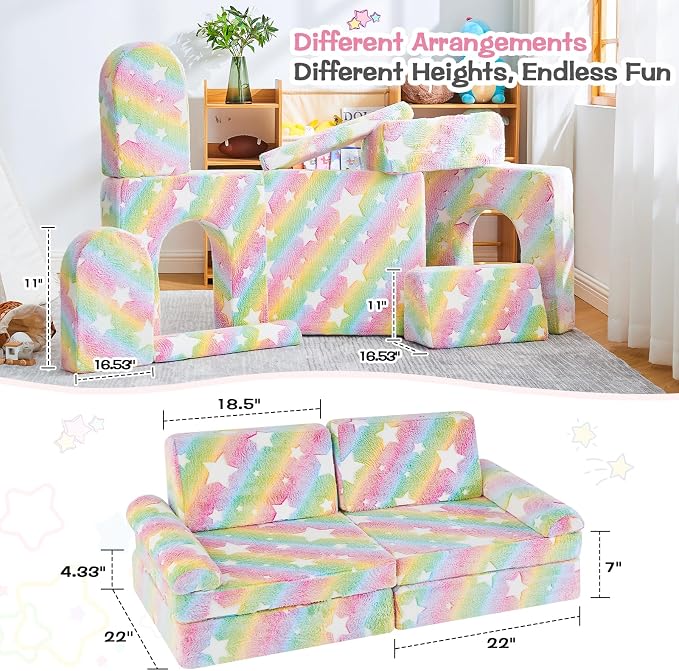 IFNOW Modular Kids Play Couch, Convertible & Washable Toddler Foam Couch Kids - Image 2