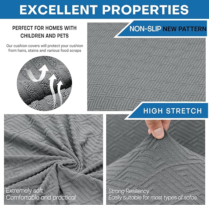 XINEAGE Large Couch Cushion Covers Seat Cushion Cover Thick Stretch Sofa - Image 5