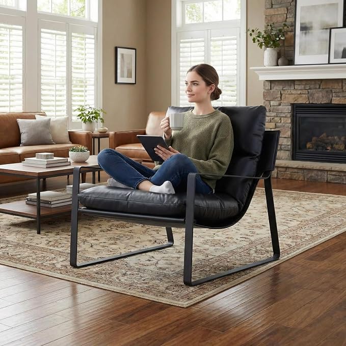 LukeAlon Modern PU Leather Accent Armchair, Upholstered Living Room Chair by LukeAlon