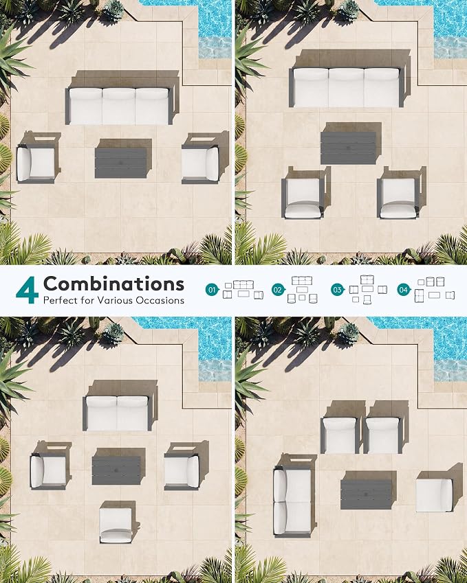 SERWALL HDPE Patio Conversation Set, 6-piece Sectional Outdoor Furniture Set - Image 7