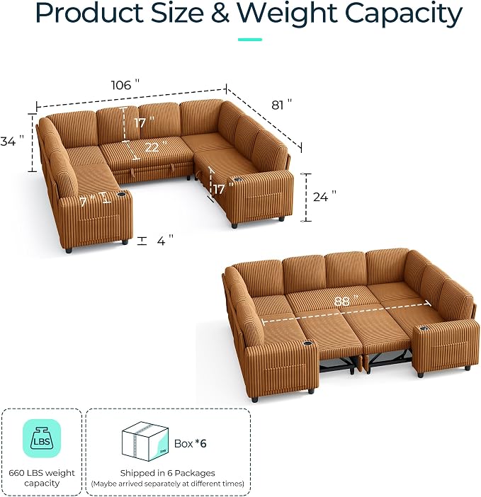 LINSY HOME Sectional Sleeper Sofa - Image 2