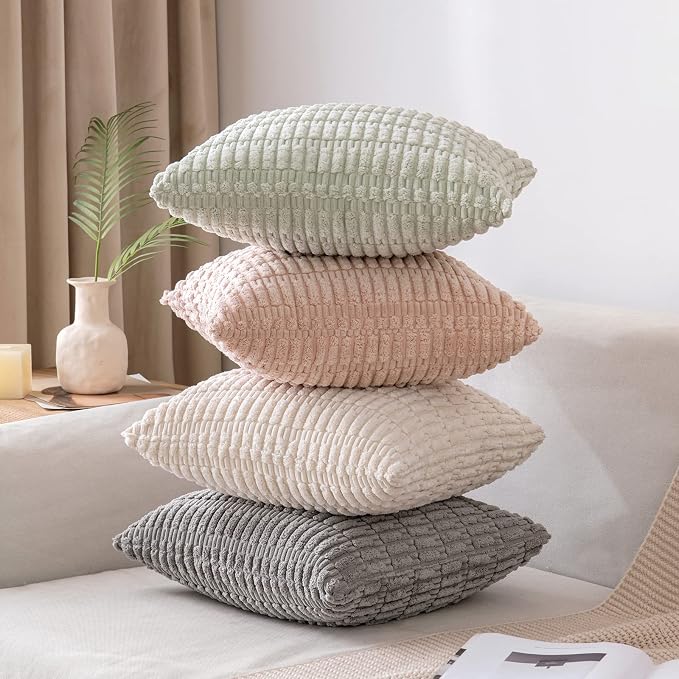 MIULEE Pack of 2 Corduroy Decorative Euro Sham Throw Pillow Covers 22x22 Inch - Image 5