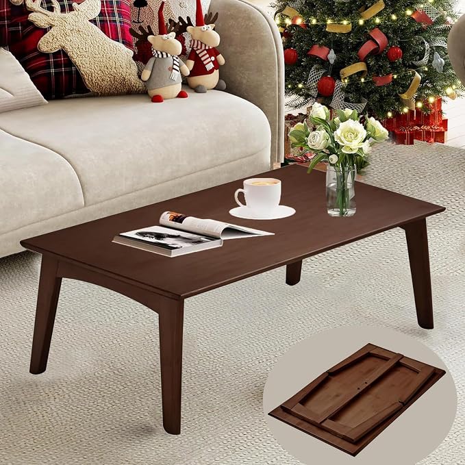 Bamboo Folding Coffee Table, Japanese Low Desk, No Assembly Portable Furniture - Image 9