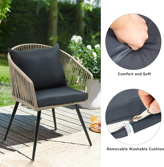 YITAHOME 3-Piece Outdoor Patio Furniture Wicker Bistro Set, All-Weather Rattan - Image 5