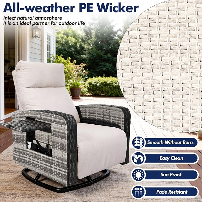 ZZW Outdoor Recliner Chair Set of 2, Wicker Patio Recliners - Image 5