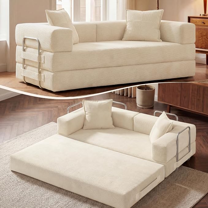 GRUSIGN 78 Inch Convertible Sofa Bed, 5-in-1 Futon Sofa Bed Pull Out Couch by GRUSIGN