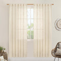 LAMIT Beige Linen Curtains for Doorway Living Room 2 Panels Set, 80 Inch Faux by LAMIT