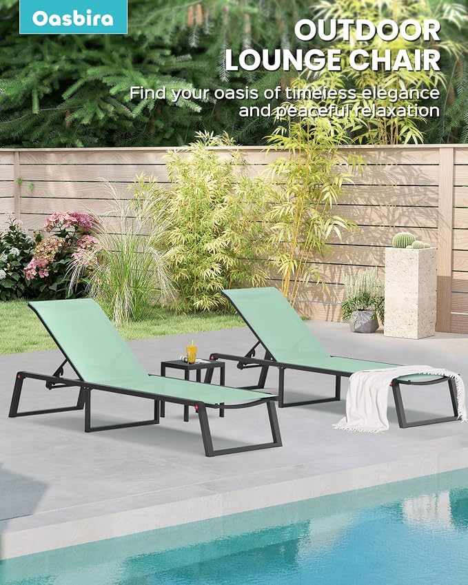 Aluminum Chaise Lounge Chair Outdoor, Foldable& No Assembly Patio Pool Lounge - Image 6