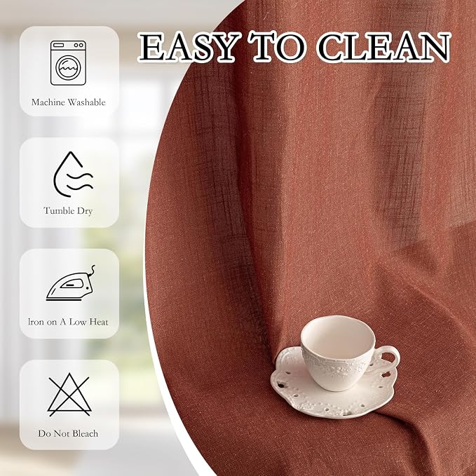 MYSKY HOME Sheer Linen Curtains 63 Inch Length - Image 8