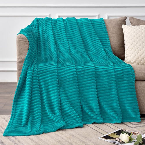 BEDELITE Fleece Throw Blanket for Couch – 3D Ribbed Jacquard Soft and Warm - Image 2
