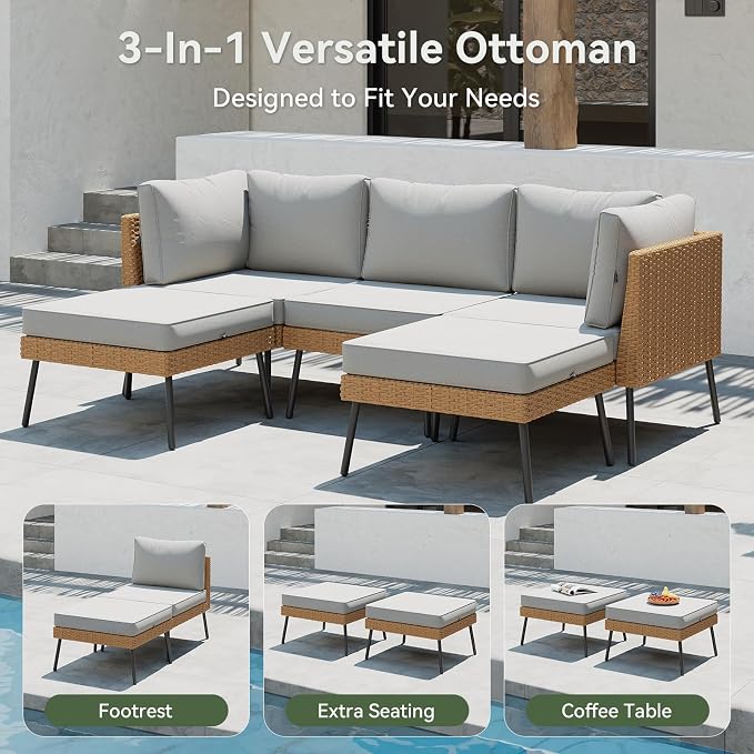 Aoxun 8 Piece Patio Furniture Set, 8 Seats Outdoor Sectional Sofas - Image 7