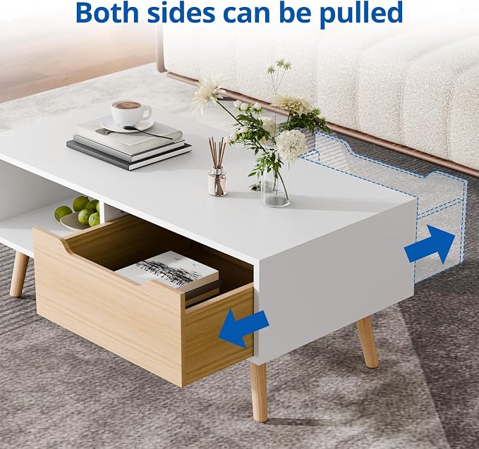 Cozy Castle Modern Coffee Table, Wooden Cocktail Table - Image 4
