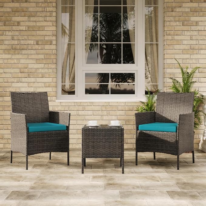3-Piece Outdoor Furniture Set, PE Rattan Wicker Chairs - Image 7