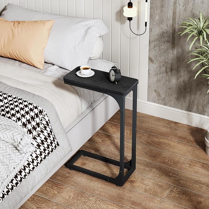 QEEIG Narrow C Shaped Side Table Set of 2 Living Room Sets Slim Couch Tray - Image 5