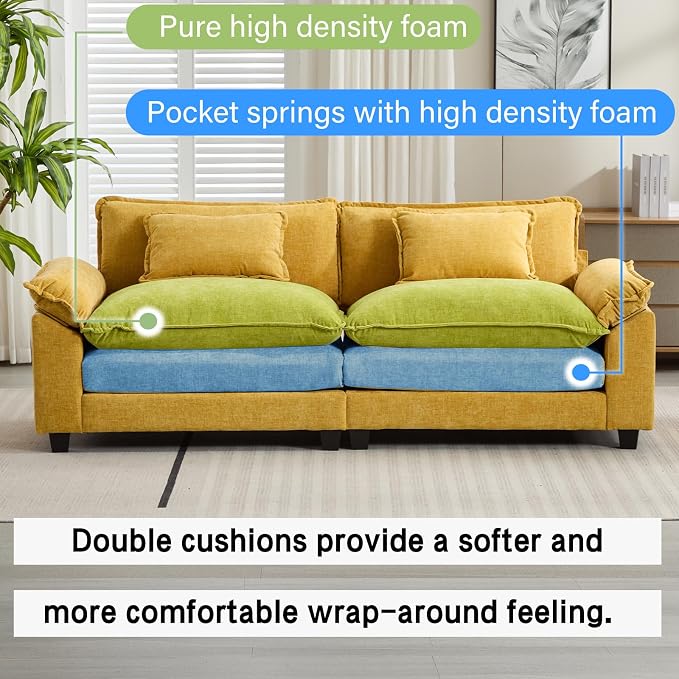 Oprisen 86" Modular Sectional Sofa, Comfy Cloud Couch Sectional Sofa, Chenille - Image 3