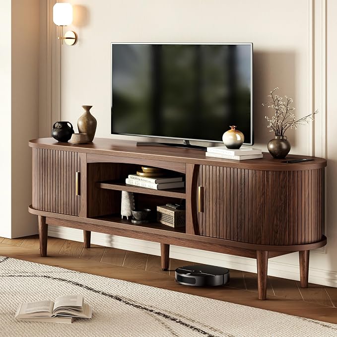 Decofy Mid Century TV Stand for TVs up to 70 Inches, Entertainment Center - Image 7