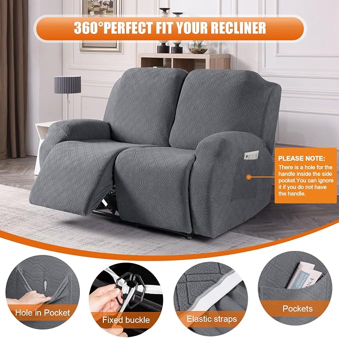VANSOFY Oversized Recliner Cover, 2-Pieces Stretch Reclining Couch Cover - Image 5