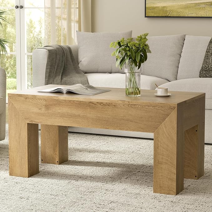 FABATO 41.7'' Lift Top Coffee Table, Wooden Rectangle Coffee Table - Image 3