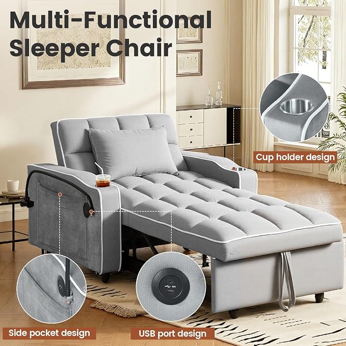 Sleeper Chair, Pull Out Chair Sleeper - Image 5