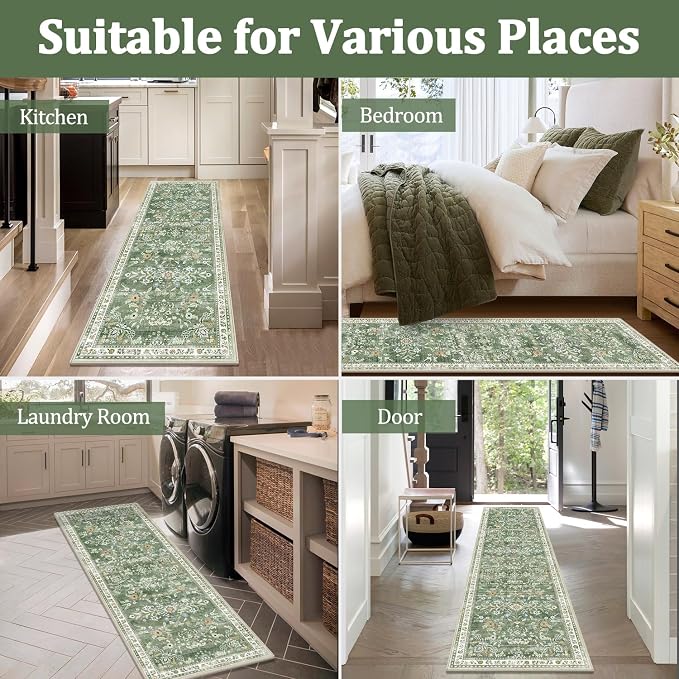 Yamaziot Washable Runner Rug 2x12 – Floral Non Slip Boho Hallway Runner Rug - Image 6