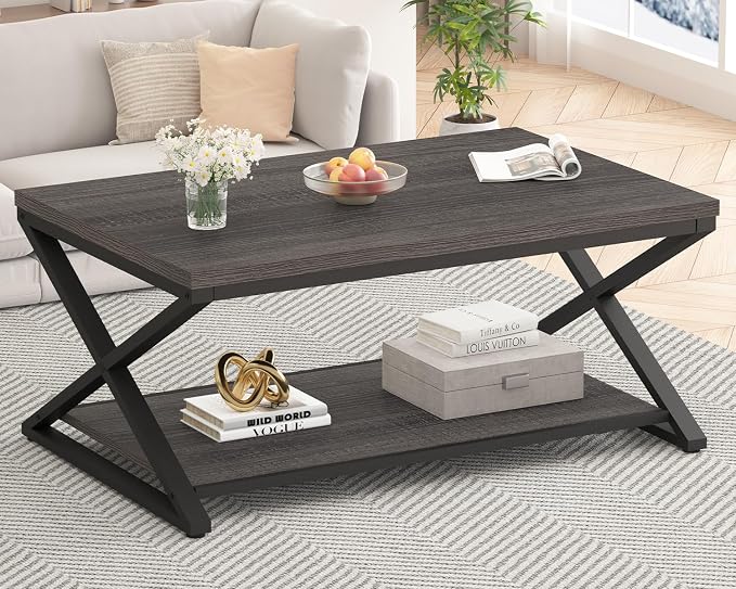HSH Gray Storage Coffee Table, Modern Center Table - Image 3
