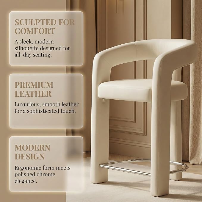 HNY 26 Inch Velvet Modern Tall Barrel Bar Stools Set of 3, Upholstered Barstools - Image 5