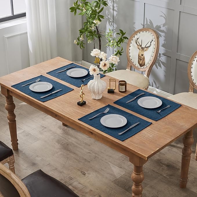 BALCONY & FALCON Placemats Set of 4 Faux Linen Cloth Place Mats Washable - Image 7