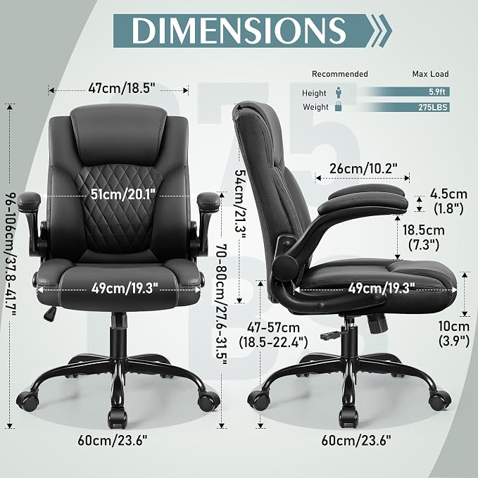 Leather Office Chair, PU Home Computer Desk Chairs - Image 3