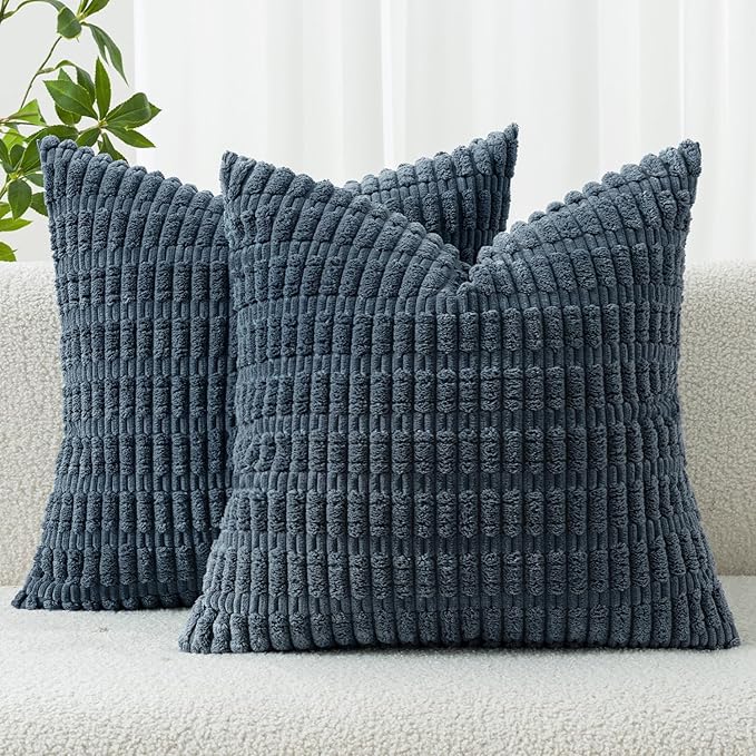 MIULEE Pack of 2 Corduroy Decorative Euro Sham Throw Pillow Covers 24x24 Inch by MIULEE