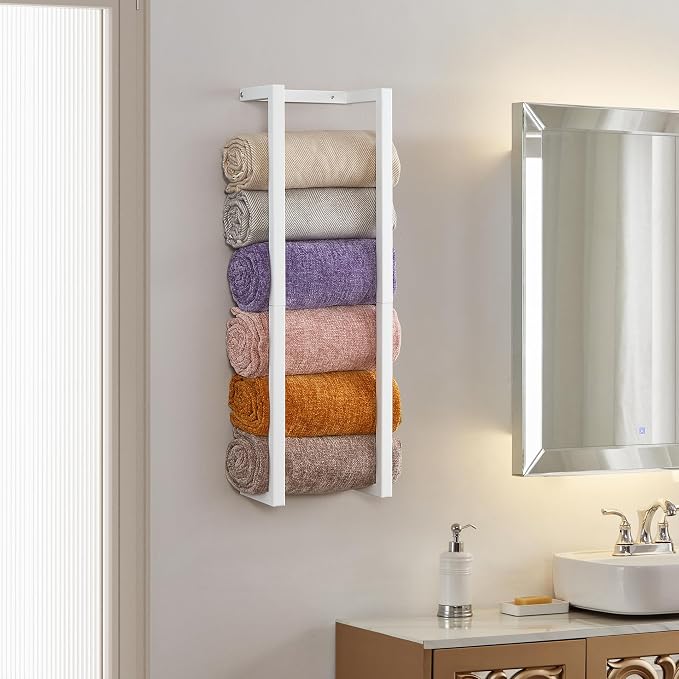 Towel Rack for Rolled Towels, Towel Rack for Bathroom, Wall Mounted Metal - Image 3