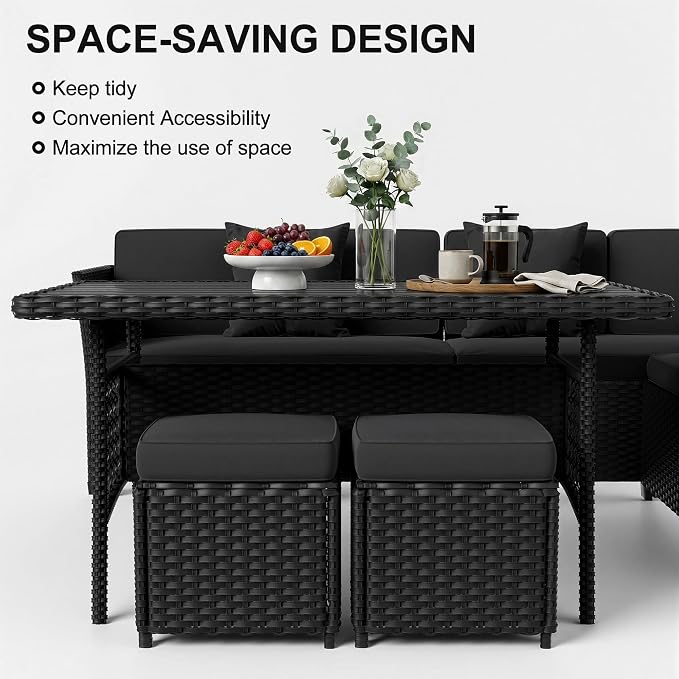 LOUVIXA 7 Pieces Patio Furniture Set, Outdoor Patio Furniture, Wicker - Image 4
