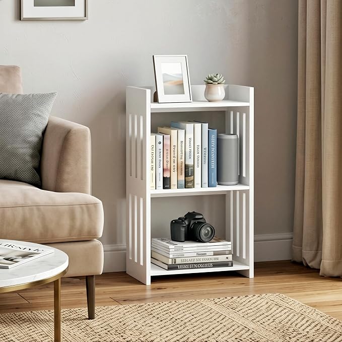 HAYOFAMY Bookshelf, Bookcase for Small Spaces, 3 Tier White Book Organizer - Image 5