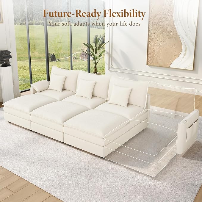 Vesgantti 108" Sectional Sleeper Sofa, 6-Seater Oversized Modular Cloud Couch - Image 8